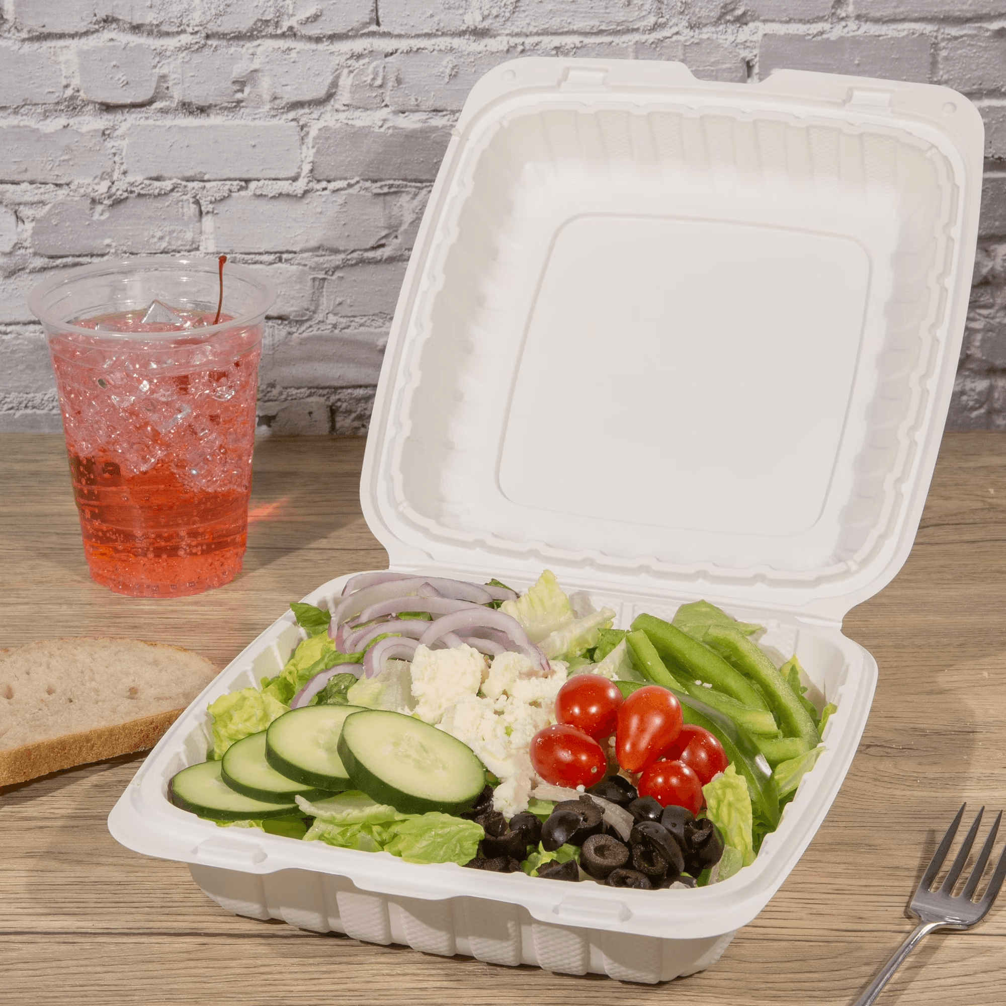 9x9 1 comp white plastic container