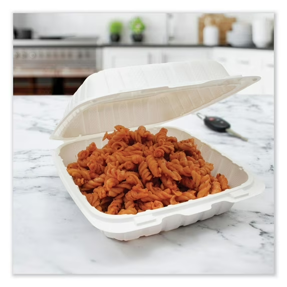 8x8 1 comp white plastic container